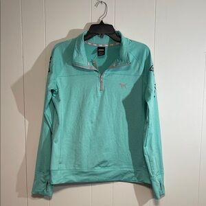 PINK Victoria's Secret Aqua Half-Zip Sweatshirt new size large